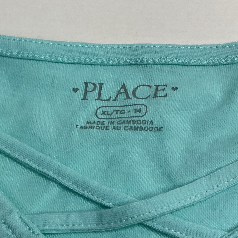 The Children's Place Iced Mint Graphic Tee Kids XL 14 Long Sleeve Shine Glitter - Picture 5 of 15